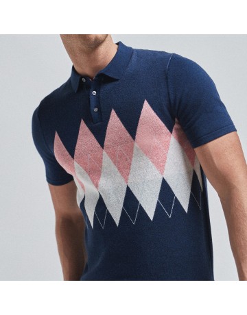 Fashion Men's Contrast Color Short Sleeve Polo Shirt